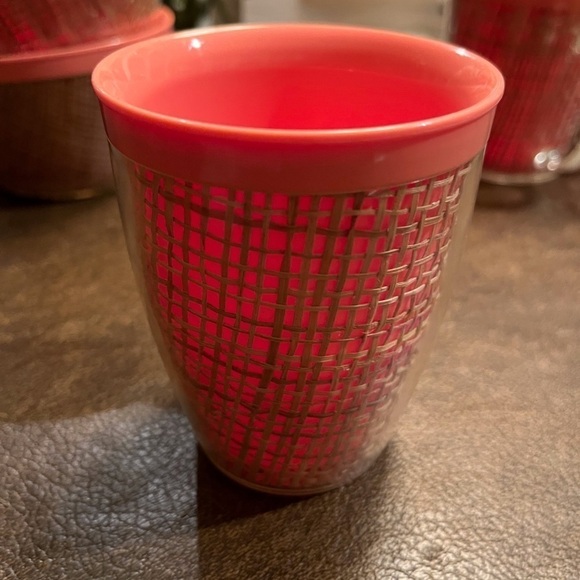 Set of Vintage MCM Raffia Ware 1950s in Coral Pink - Picture 5 of 13